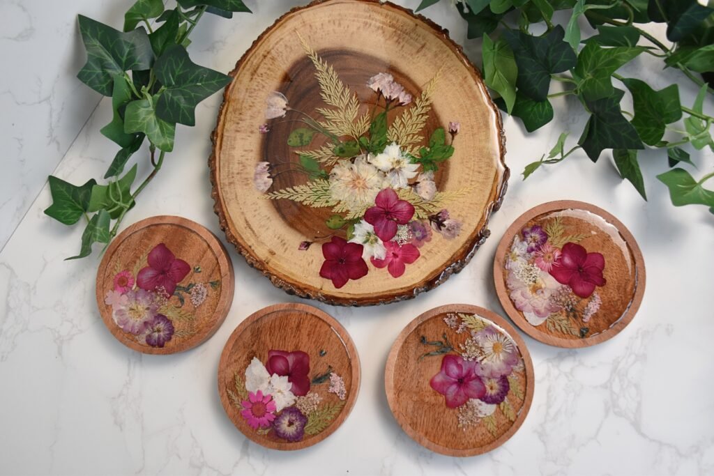 BTA Wooden Cheese board and coaster set